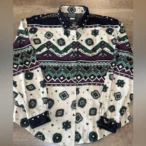 Rough Rider by Circle T Vintage Western Button Up Long Sleeve Shirt Womens Large